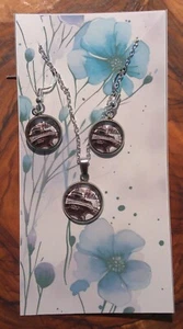 Cabochon Schmuckset Ohrringe Und Halskette Eiffelturm Paris - Bild 1 von 4