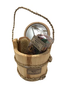 SET DA BAGNO TOILETTE LEGNO TINOZZA CON SPECCHIETTO SPAZZOLINO POT-PURRI' - Picture 1 of 1