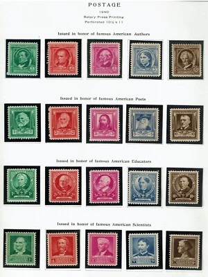 1940 U.S. FAMOUS AMERICANS COMPLETE SET OF 35 Sc#859-93 M/NH/VLH/OG^ - Image 1 of 2