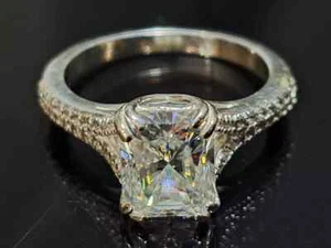 Certified Natural 2ct VS1 Radiant White Diamond 14K White Gold Ring For Women - Picture 1 of 10