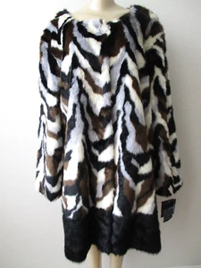 $269 ADRIENNE LANDAU MULTI-COLOR MINK FAUX FUR LONG SLEEVE COAT SIZE L - NWT - Picture 1 of 9