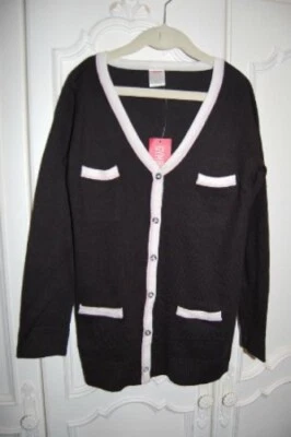 NWT GYMBOREE Tres Fabulous Cardigan Sweater M 7 8 Black Gray Leopard Pink Sequin - Image 1 of 4