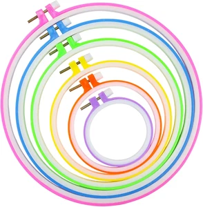 6 Pieces Embroidery Hoops, Plastic Circle Cross Stitch Hoop Ring 3.4 Inch to 10. - Picture 1 of 7