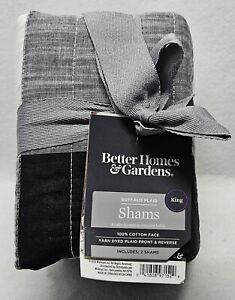 Better Homes & Gardens Black Buffalo Plaid Cotton, King Sham (2 Count)/New