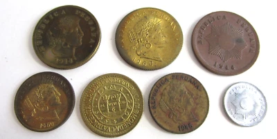 7-1944-1965 PERU WORLD COINS, Foreign Coins, 4UNC Lot seven South American coins - Image 1 of 4