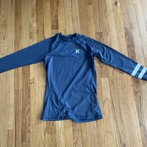 Hurley Boys Large Pullover Rash Guard Swim 50 SPF Long Sleeve Gray Stretch - Picture 1 of 7