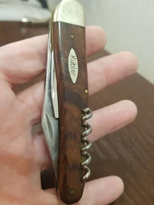 Robi Klaas Solingen Germany Multi‑Tool Pocket Knife “Kübler”—Wood Handle—1950s - Picture 1 of 16