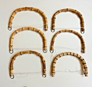 3 juegos de asas de bambú para monedero - vintage con anillos en D para hecho a mano o ganchillo - Imagen 1 de 5