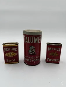 Vintage Calumet Backpulver Dosen Set Ben-Hur Salbei und Ben-Hur Kurkuma - Bild 1 von 3