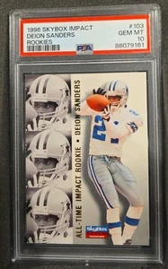 1996 SKYBOX IMPACT DEION SANDERS 103 HOF COWBOYS GRADED PSA 10 GEM MINT #103 - Picture 1 of 3