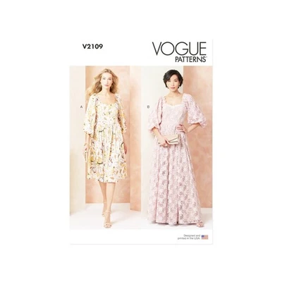 Vogue Schnittmuster V2109 - Kleid - elegantes Kleid mit Karree-Ausschnitt - Bild 1 von 4