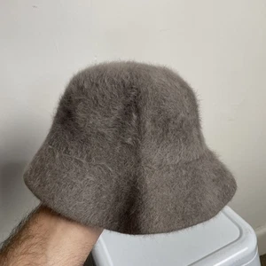 French Made Brown Angora Wool Blend Fuzzy Bucket Hat Soft Fluffy Textured Small - Bild 1 von 8