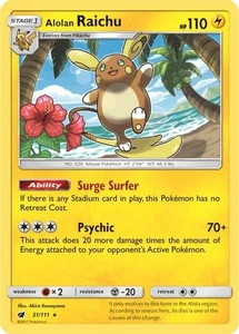 Alolan Raichu 31/111 Sm-Crimson Invasion Reverse Holo - Picture 1 of 1