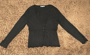 Women’s Merona Black V-Neck Long Sleeve Cardigan - Size: Medium | RN#: 17730 - Picture 1 of 9