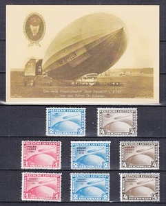 DR ,Graf Zeppelin LZ 127, karte und 8 marken,karte echt,marken Nachdruck(D4040) - Bild 1 von 2