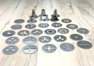 VTG Lot 29 MIRRO Pastry Decorator COOKIE PLATES & PIPING TIPS Only *No Press* - Image 1 of 4