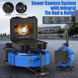 Pipe Inspection Camera w Keyboard Trolley Pull Rod 512HZ Sewer Camera 10"DVR 50M - Picture 1 of 17