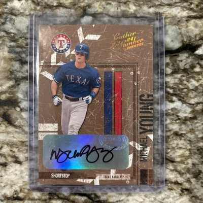 MICHAEL YOUNG 2004 Donruss "LEATHER & LUMBER" Auto #/100 Texas Rangers - Image 1 of 3