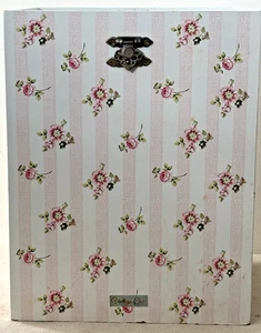 Waist Basket Shabby Chic Style Floral/Striped Design 7x8x10" Saratoga Blush GUC - Picture 1 of 6