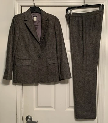 J Crew Womens Gray Wool 2 Piece Pant Suit Lined Jacket Size 4/ Pants Size 6 - Image 1 of 4