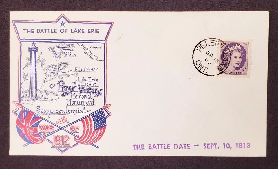 1963 Stamped COVER Pelee Island, Ontario, CA The Battle of Lake Erie WAR OF 1812 - Image 1 of 4