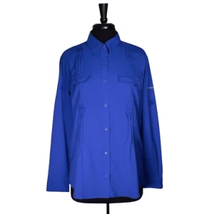 Columbia Damen PFG Hemd XL royalblau Omni Shade Knopfleiste Rolllasche Angeln - Bild 1 von 10
