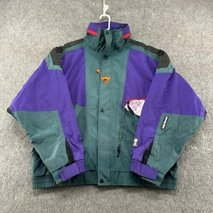 VINTAGE Helly Hansen Jacket Men XL Green Purple Parka Ski Colorblock Equipe 90s - Picture 1 of 15