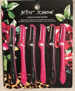 Navajas de afeitar plegables de 6 piezas negras y rosadas Betsey Johnson - Imagen 1 de 4