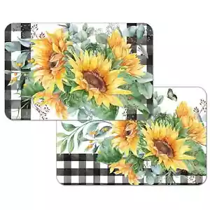 Silver Coast Creations Sunflower Fields Vinyl Reversible Placemats Set of 4 - Picture 1 of 2