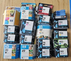 Mixed Lot of 21 Genuine HP Ink - 20 21 21 61 82 93 93 95 96 98 99 901 902XL 952 - Picture 1 of 1