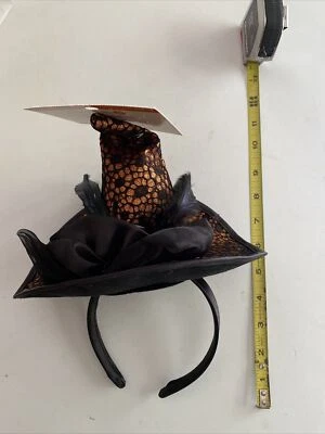 NUEVO CON ETIQUETAS Brujas Diadema Sombrero Naranja Y Negro Disfraz Halloween Foto 1 de 3