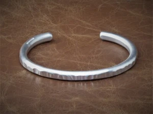 Men' "Hammered Matt Look" Solid Silver Men's Torque, Men's Bangle Men's Bracelet - Picture 1 of 10