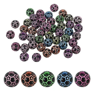12mm Deportes Bola Cuentas, 60pzs Opaco Acrílico Fútbol Cuentas Negro Colorido - Imagen 1 de 7
