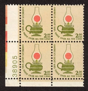 US Scott #1611 $2,00 lampada da tavolo a cherosene piastra blocco di 4, come nuova NH - Foto 1 di 2
