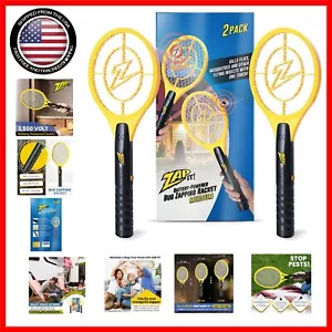 2-Pack Bug Zapper Racket - Ergonomic 3,500V Electric Fly Killer with Batteries - Picture 1 of 11