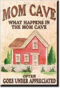 MOM CAVE - WHAT HAPPENS IN THE MOM CAVE.. - METAL REFRIGERATOR MAGNET 2x3" NEW - Picture 1 of 1