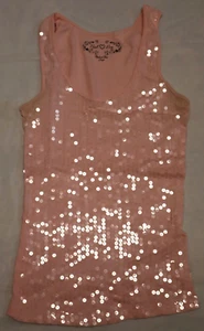 NEXT ERA womens clear sequined pink tank top size L - Picture 1 of 8