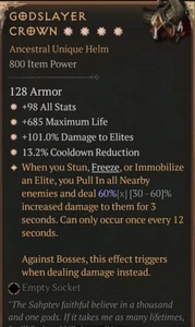 💥DIABLO 4💥TEMPORADA 8💥Casco💥Godslayer Crown 4 GA Perfecto 60% - Imagen 1 de 1