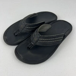 OluKai Hokua Mens 9 Black Flip Flop Sandals Casual Walking Summer 10161 - Picture 1 of 5