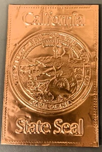 # K200 CALIFORNIA STATE SEAL KUPFER POSTKARTE, - Bild 1 von 3