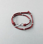 James Avery Retired 925 Sterling Infinity Knot Leather Wrap Bracelet 15" Red