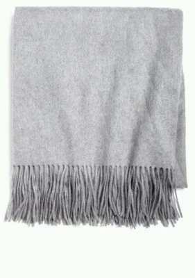 100% Authentic Sofia Fringed Cashmere Throw Grey Gray  - Image 1 of 4