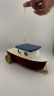 Vintage Hand-Painted Wooden Tugboat Ornament, Nautical Decor