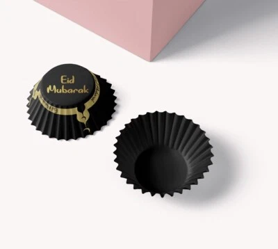 MUBARAK MEMORIES 50 Stck. Schwarz & Gold Moschee Cupcake Liner-Ramadan & Eid Party Backen Verpackungen-