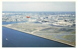 Postkarte Air View Logan International Airport Boston Massachusetts - Bild 1 von 2
