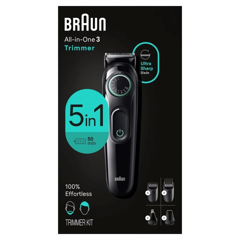 Braun Series 3 All-In-One Style Kit 5-in-1 Grooming with Beard Trimmer (AIO3450)