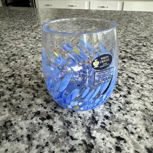 Italian Murano Confetti Stemless Wine Glasses - NEW White Cristal Made In Italy - Picture 1 of 13