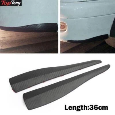 2pcs 36cm Rubber Car Front Rear Bumper Lip Anti-collision Strip Carbon Fiber !! - Image 1 of 4