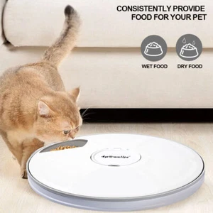 New Automatic Pet Feeder 6 Meal Trays with Digital Timer Dry Cat Food Dispenser - Picture 1 of 11