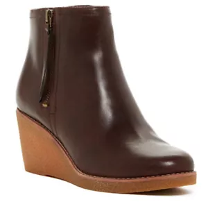 NIB COLE HAAN Auden Waterproof Leather Wedge Ankle Boot Size 7 C (WIDE) Chestnut - Picture 1 of 12